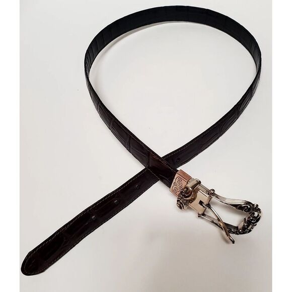 Brighton Belt 34 Concho Crocodile Embossed Reversible Black/Brown Western B40099 - Picture 5 of 9